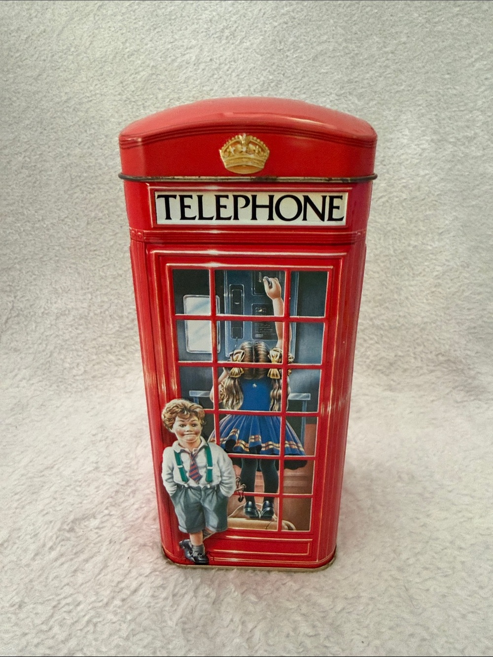 Harrods Red Toy Telephone Booth Collectible Money Bank Tin